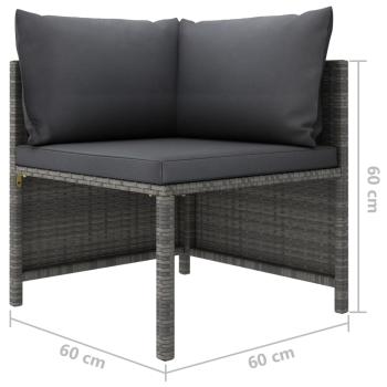 7-tlg. Garten-Lounge-Set mit Kissen Poly Rattan Grau