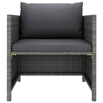 12-tlg. Garten-Lounge-Set mit Kissen Poly Rattan Grau