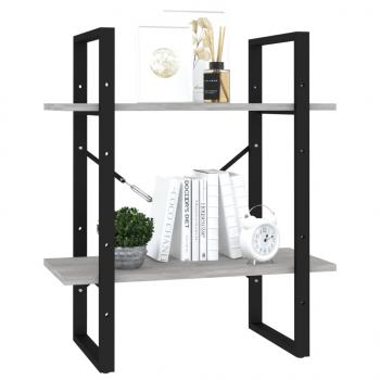Bücherregal 2 Fächer Betongrau 60x30x70 cm Holzwerkstoff