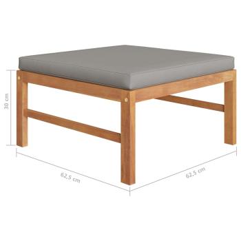 8-tlg. Garten-Lounge-Set mit Grauen Kissen Massivholz Teak