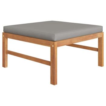 8-tlg. Garten-Lounge-Set mit Grauen Kissen Massivholz Teak