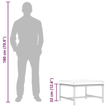 Modular-Fußhocker mit Kissen Grau Poly Rattan