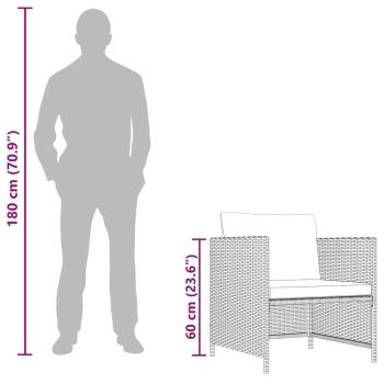 Gartensofa mit Kissen Grau Poly Rattan