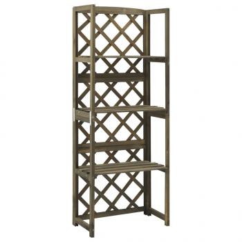 ARDEBO.de - Spalier mit Ablagen Grau 55x30x140 cm Massivholz Tanne