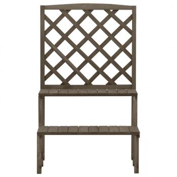 Blumentreppe mit Rankgitter Grau 70x42x115cm Massivholz Tanne