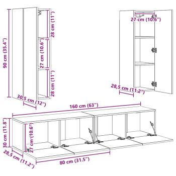 4-tlg. TV-Schrank-Set Weiß Holzwerkstoff