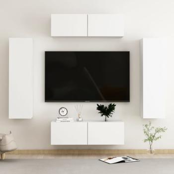 ARDEBO.de - 4-tlg. TV-Schrank-Set Weiß Holzwerkstoff