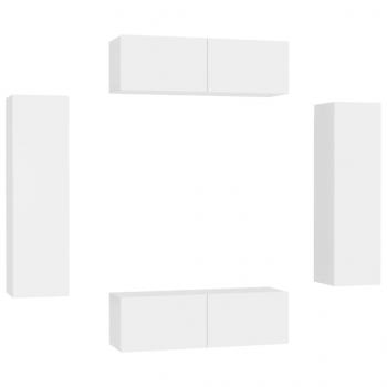 4-tlg. TV-Schrank-Set Weiß Holzwerkstoff