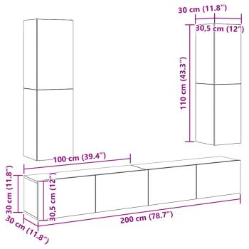 4-tlg. TV-Schrank-Set Weiß Holzwerkstoff