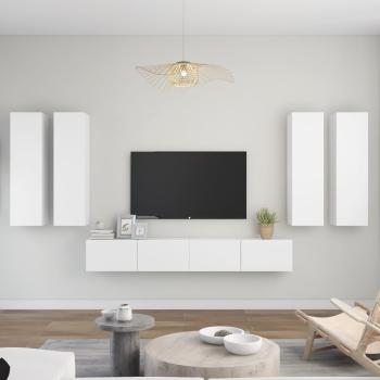 ARDEBO.de - 6-tlg. TV-Schrank-Set Weiß Holzwerkstoff