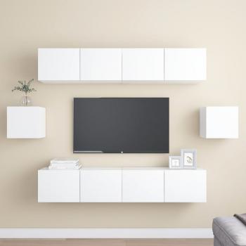 ARDEBO.de - 6-tlg. TV-Schrank-Set Weiß Holzwerkstoff