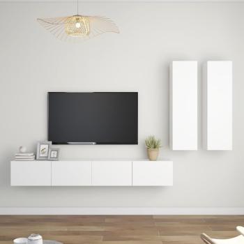 ARDEBO.de - 4-tlg. TV-Schrank-Set Weiß Holzwerkstoff