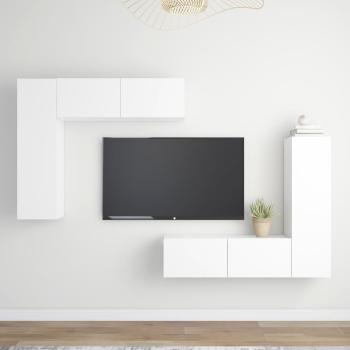 ARDEBO.de - 4-tlg. TV-Schrank-Set Weiß Holzwerkstoff