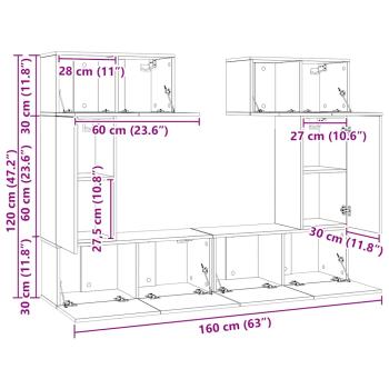 6-tlg. TV-Schrank-Set Weiß Holzwerkstoff