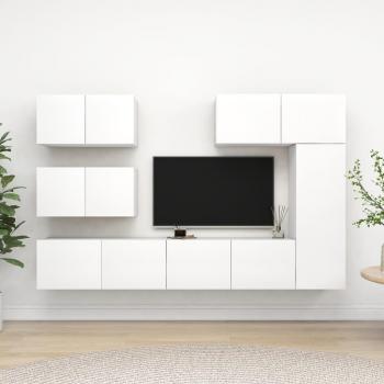 ARDEBO.de - 6-tlg. TV-Schrank-Set Weiß Holzwerkstoff
