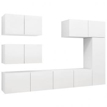 6-tlg. TV-Schrank-Set Weiß Holzwerkstoff