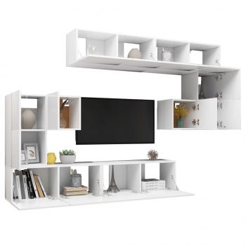8-tlg. TV-Schrank-Set Weiß Holzwerkstoff
