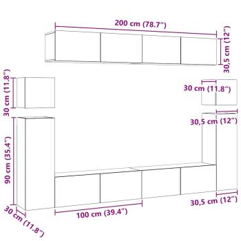 8-tlg. TV-Schrank-Set Weiß Holzwerkstoff