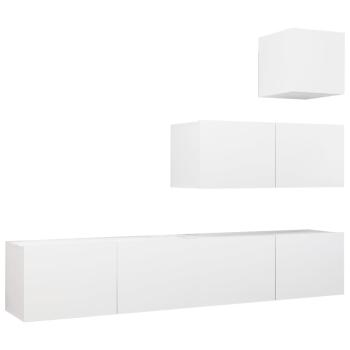 4-tlg. TV-Schrank-Set Weiß Holzwerkstoff