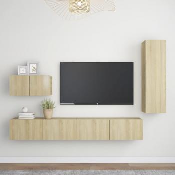 ARDEBO.de - 4-tlg. TV-Schrank-Set Sonoma-Eiche Holzwerkstoff