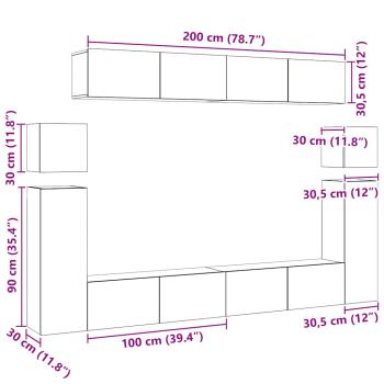 8-tlg. TV-Schrank-Set Sonoma-Eiche Holzwerkstoff
