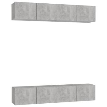 TV-Schränke 4 Stk. Betongrau 80x30x30 cm Holzwerkstoff