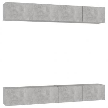 TV-Schränke 4 Stk. Betongrau 100x30x30 cm Holzwerkstoff