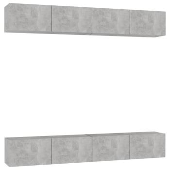TV-Schränke 4 Stk. Betongrau 100x30x30 cm Holzwerkstoff