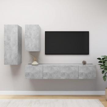 ARDEBO.de - 4-tlg. TV-Schrank-Set Betongrau Holzwerkstoff
