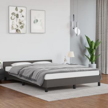 ARDEBO.de - Bettgestell mit Kopfteil Grau 140x190 cm Kunstleder