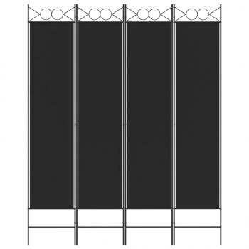 4-tlg. Paravent Schwarz 160x200 cm Stoff