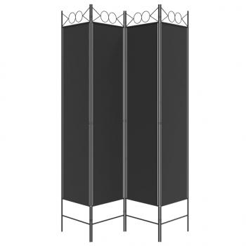 4-tlg. Paravent Schwarz 160x200 cm Stoff