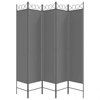 5-tlg. Paravent Anthrazit 200x200 cm Stoff