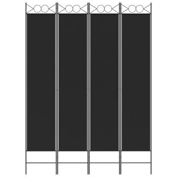4-tlg. Paravent Schwarz 160x220 cm Stoff