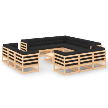 ARDEBO.de - 14-tlg. Garten-Lounge-Set mit Kissen Massivholz Kiefer