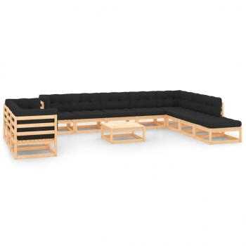 ARDEBO.de - 12-tlg. Garten-Lounge-Set mit Kissen Massivholz Kiefer