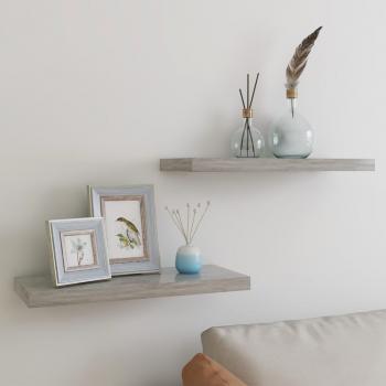 ARDEBO.de - Schweberegale 2 Stk. Betongrau 60x23,5x3,8 cm MDF