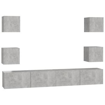 6-tlg. TV-Schrank-Set Betongrau Holzwerkstoff