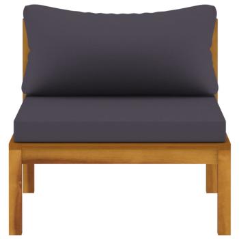 3-tlg. Garten-Lounge-Set mit Auflagen Massivholz Akazie