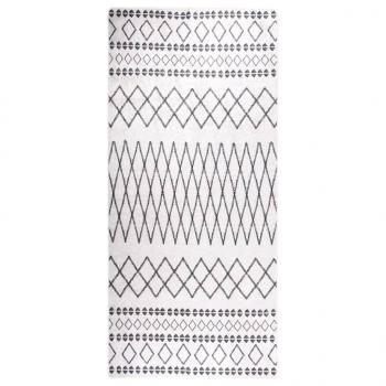 ARDEBO.de - Teppich Waschbar 80x300 cm Schwarz und Weiß Rutschfest