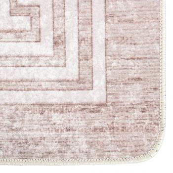 Teppich Waschbar 80x300 cm Beige Rutschfest