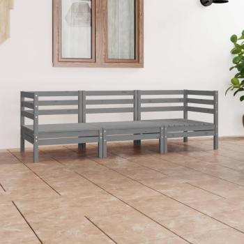 ARDEBO.de - 3-tlg. Garten-Lounge-Set Grau Kiefer Massivholz
