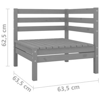 3-tlg. Garten-Lounge-Set Grau Massivholz Kiefer