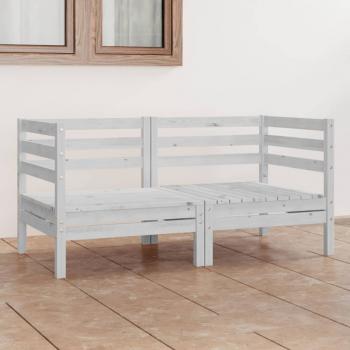 ARDEBO.de - 2-Sitzer-Gartensofa Weiß Kiefer Massivholz