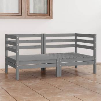 ARDEBO.de - 2-Sitzer-Gartensofa Grau Kiefer Massivholz
