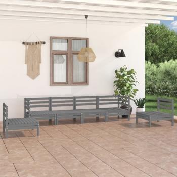 ARDEBO.de - 6-tlg. Garten-Lounge-Set Grau Kiefer Massivholz