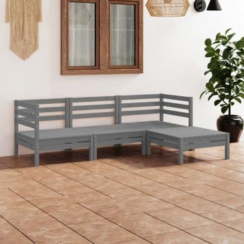 ARDEBO.de - 4-tlg. Garten-Lounge-Set Massivholz Kiefer Grau