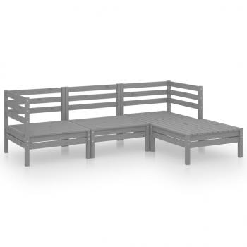 4-tlg. Garten-Lounge-Set Massivholz Kiefer Grau