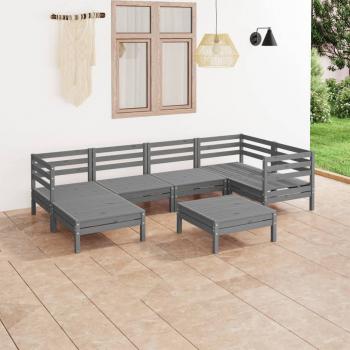 ARDEBO.de - 7-tlg. Garten-Lounge-Set Massivholz Kiefer Grau