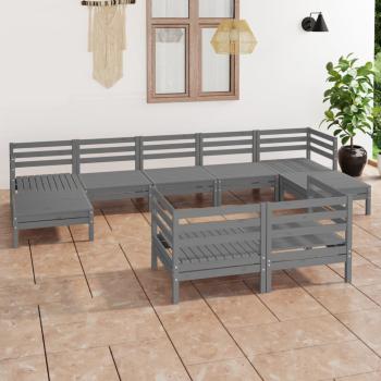 ARDEBO.de - 9-tlg. Garten-Lounge-Set Grau Massivholz Kiefer